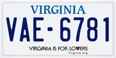 VA license plate VAE6781
