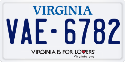 VA license plate VAE6782
