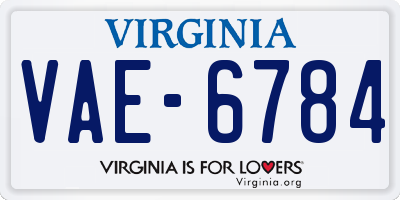 VA license plate VAE6784