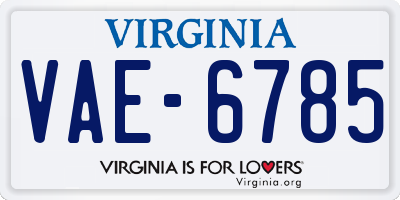 VA license plate VAE6785