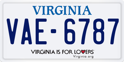 VA license plate VAE6787