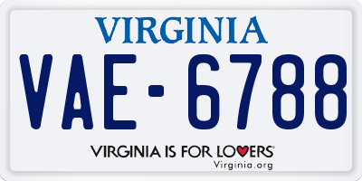 VA license plate VAE6788