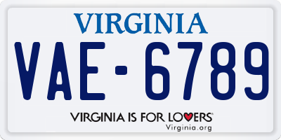 VA license plate VAE6789
