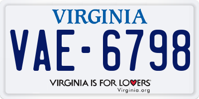 VA license plate VAE6798