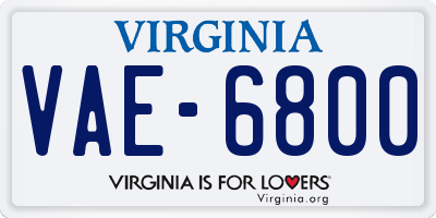 VA license plate VAE6800