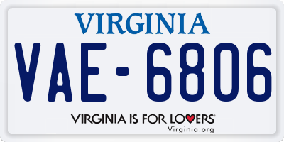 VA license plate VAE6806