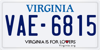 VA license plate VAE6815