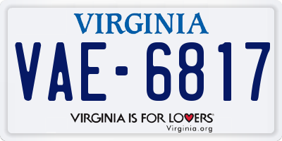 VA license plate VAE6817