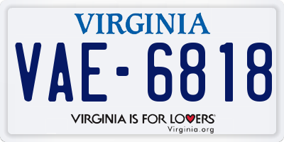 VA license plate VAE6818