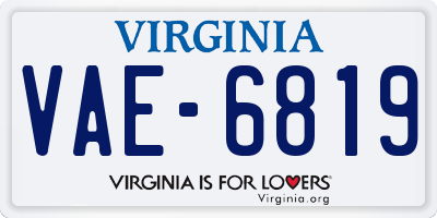 VA license plate VAE6819
