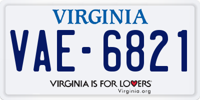 VA license plate VAE6821