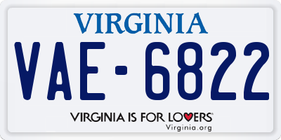VA license plate VAE6822