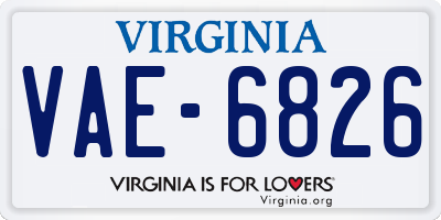 VA license plate VAE6826