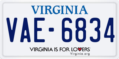 VA license plate VAE6834