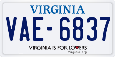 VA license plate VAE6837