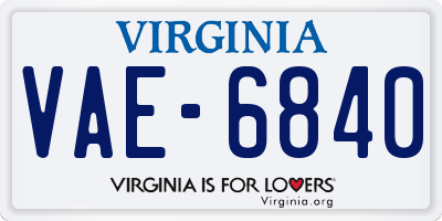 VA license plate VAE6840