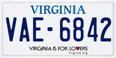 VA license plate VAE6842