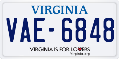 VA license plate VAE6848