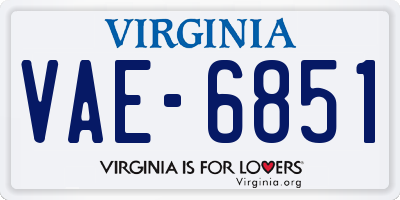 VA license plate VAE6851
