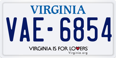 VA license plate VAE6854
