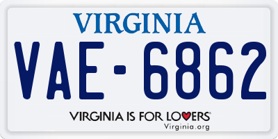 VA license plate VAE6862