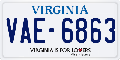 VA license plate VAE6863