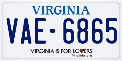 VA license plate VAE6865