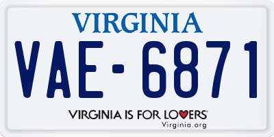 VA license plate VAE6871