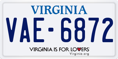 VA license plate VAE6872
