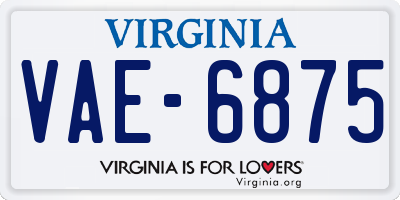 VA license plate VAE6875