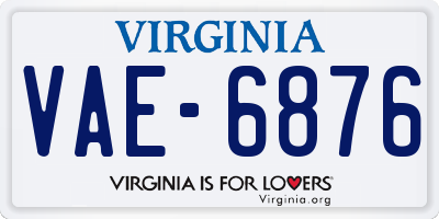 VA license plate VAE6876