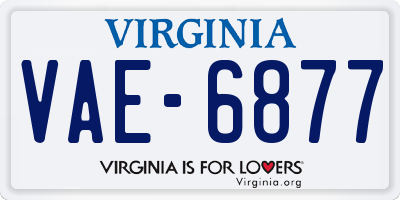 VA license plate VAE6877
