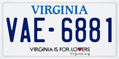 VA license plate VAE6881