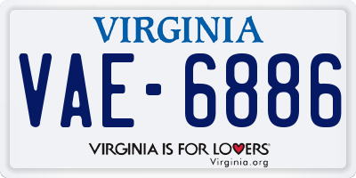 VA license plate VAE6886