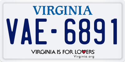 VA license plate VAE6891