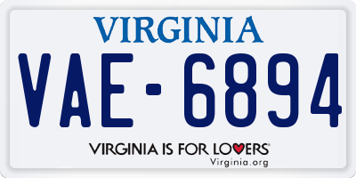VA license plate VAE6894