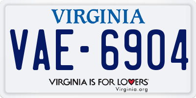 VA license plate VAE6904