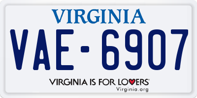 VA license plate VAE6907