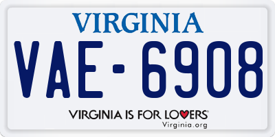 VA license plate VAE6908