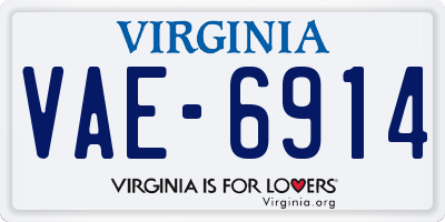VA license plate VAE6914