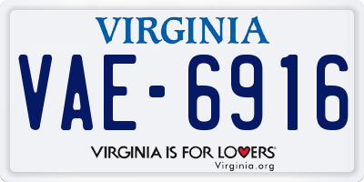 VA license plate VAE6916