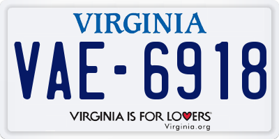 VA license plate VAE6918