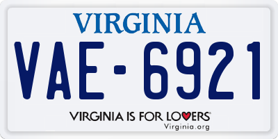 VA license plate VAE6921