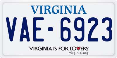 VA license plate VAE6923