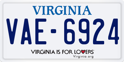 VA license plate VAE6924