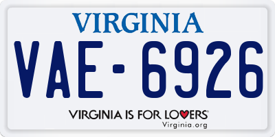 VA license plate VAE6926