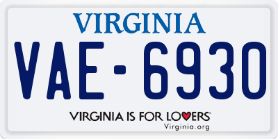 VA license plate VAE6930