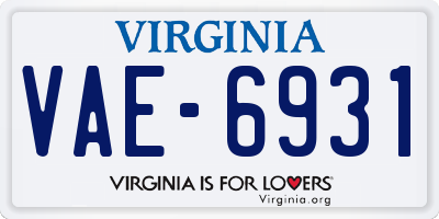 VA license plate VAE6931