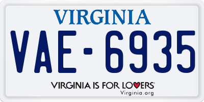 VA license plate VAE6935