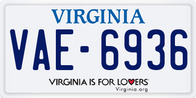 VA license plate VAE6936